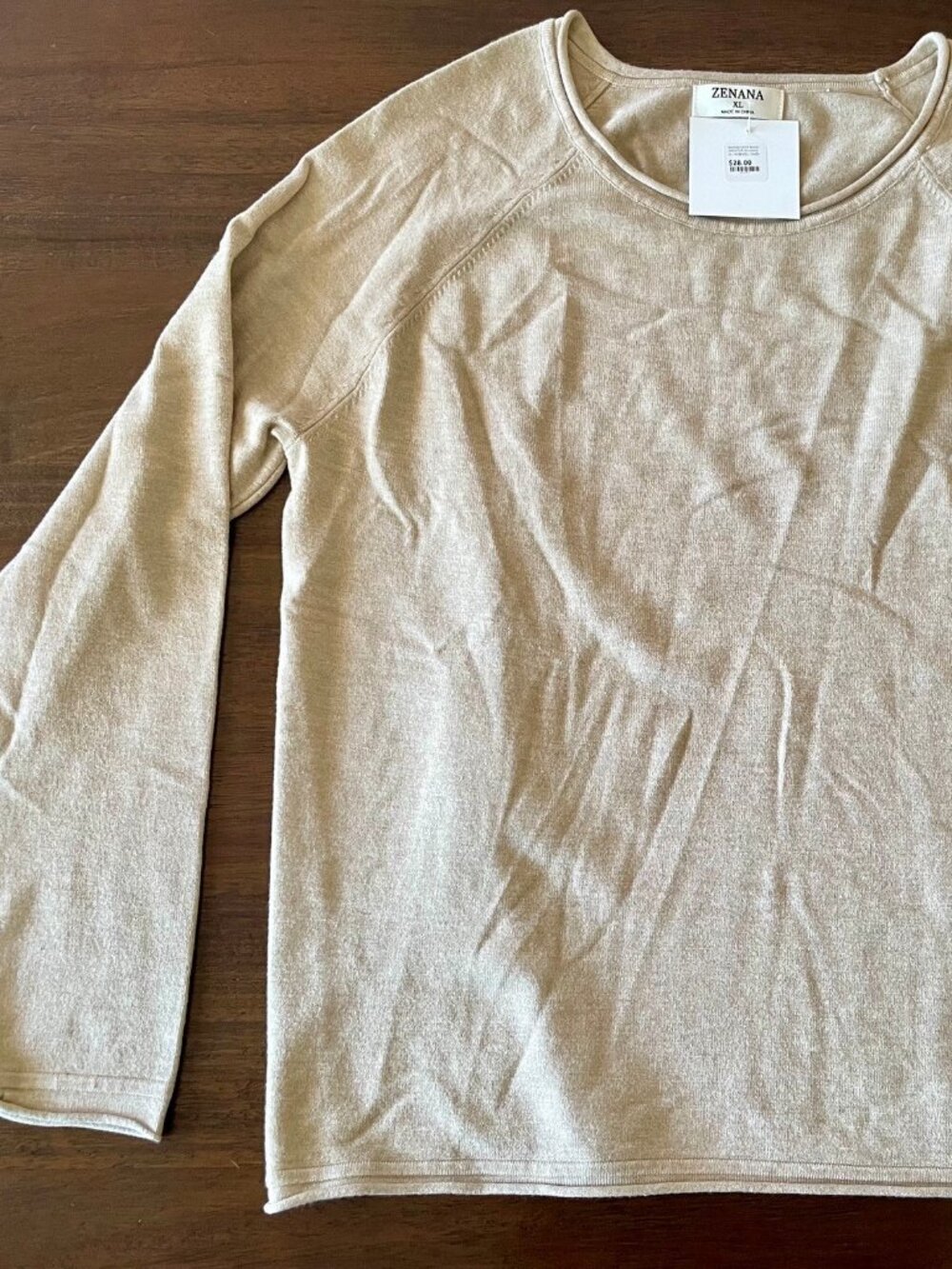 NWT - Zenana Beige Lightweight Crewneck Sweater – Size XL